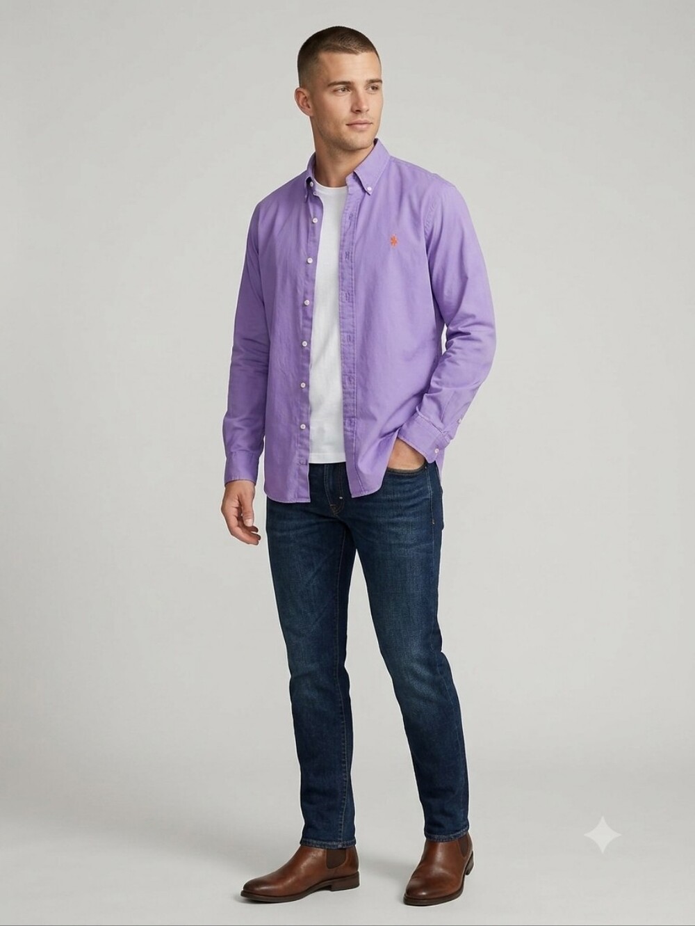 Polo Ralph Lauren Feather Weight Twill Button Down Shirt Purple Men’s Large